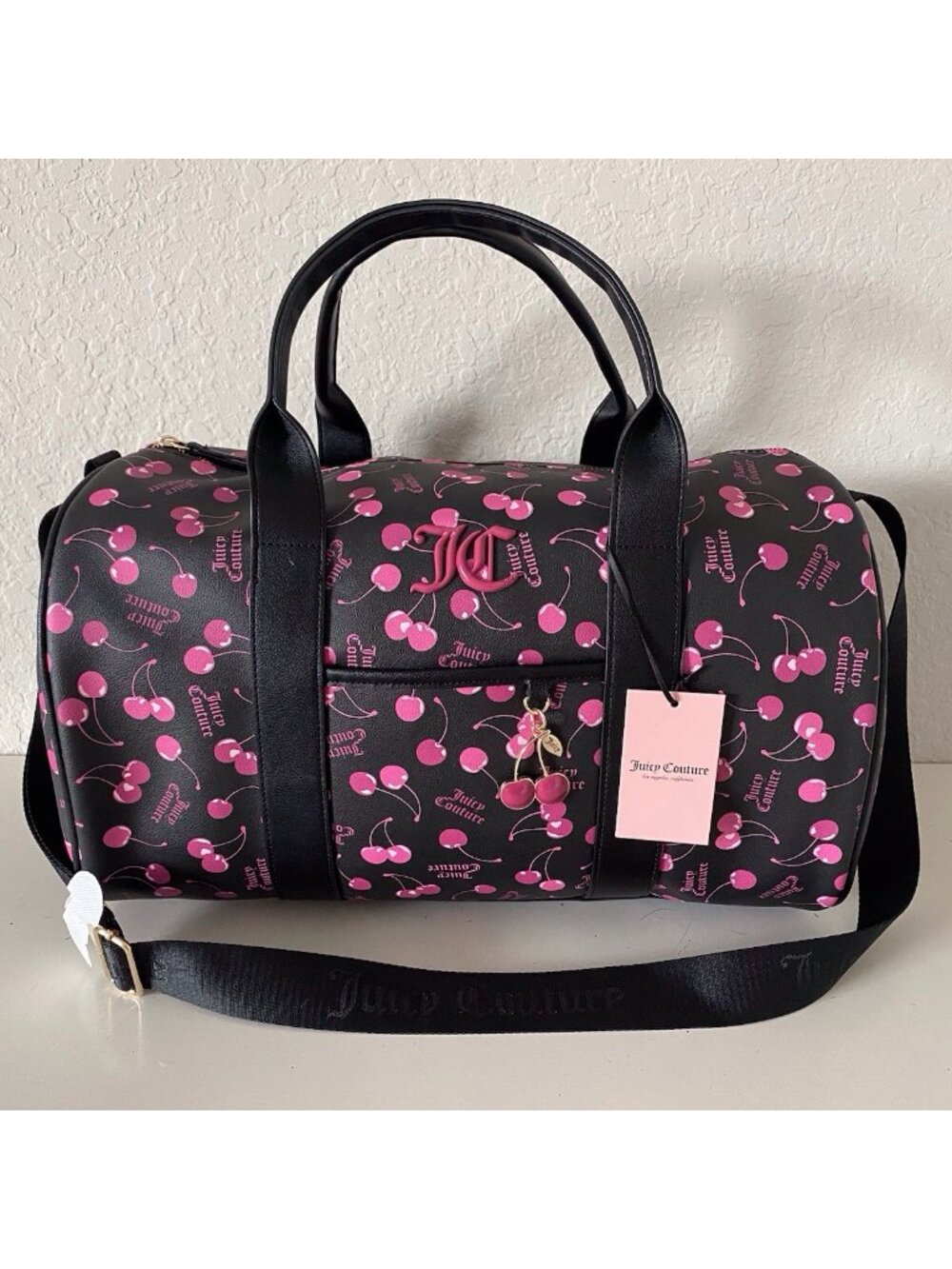 Juicy Couture‎ Cherry On Top Liquorice Raspberry Multi Weekender Duffel Bag NEW